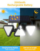 ZOOKKI SOLAR LIGHTS OUTDOOR WATERPROOF, 180 LED 3 HEADS 2 PACK - BLACK - Like New