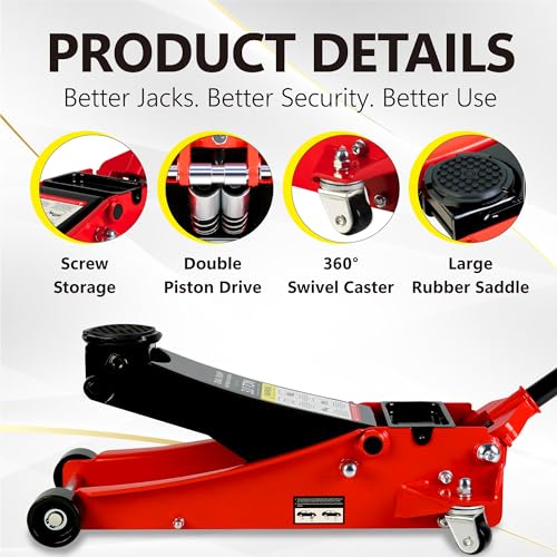TONEIDER FLOOR JACK 3 TON, K-D3630R, RED AND BLACK - Like New
