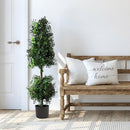 NATIONAL TREE COMPANY 4 FT ARTIFICIAL BOXWOOD CONE AND BALL TOPIARY TREE GREEN - Like New