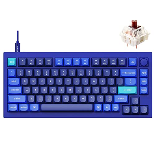 KEYCHRON Q1 QMK CUSTOM MECHANICAL KEYBOARD VERSION 2 BROWN SWITCH - NAVY BLUE - Like New