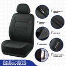 SKECHERS MEMORY FOAM CAR SEAT COVERS, LYCRA, FRONT SEAT PROTECTOR AIRBAG - BLACK - Like New