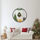 ZENIDA Round Wall Mirror 30" Large Circle Mirror Black Metal Framed - New - Brand New