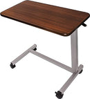 Vaunn Adjustable Overbed Bedside Table With Wheels - Walnut Brown - Like New