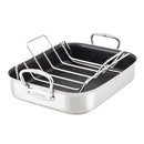 HESTAN PROVISIONS CLASSIC CLAD NONSTICK ROASTING PAN WITH RACK, 14.5", SS-STEEL - Like New