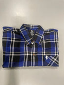 BLACK HORSE WOVEN PLAID SHIRT - SIZE MENS M - BLUE/LIGHT BLUE/VIOLET/BLACK/WHITE - Brand New
