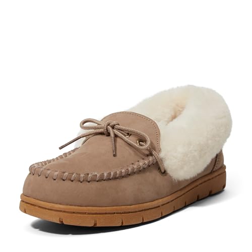 TB0A2Q7E929 TIMBERLAND WOMEN GRAY PEAK SHEARLING MOC SLIPPER TAUPE GRAY SIZE 7 Like New