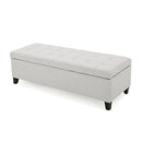 CHRISTOPHER KNIGHT HOME MISSION FABRIC STORAGE OTTOMAN, LIGHT GRAY - Like New