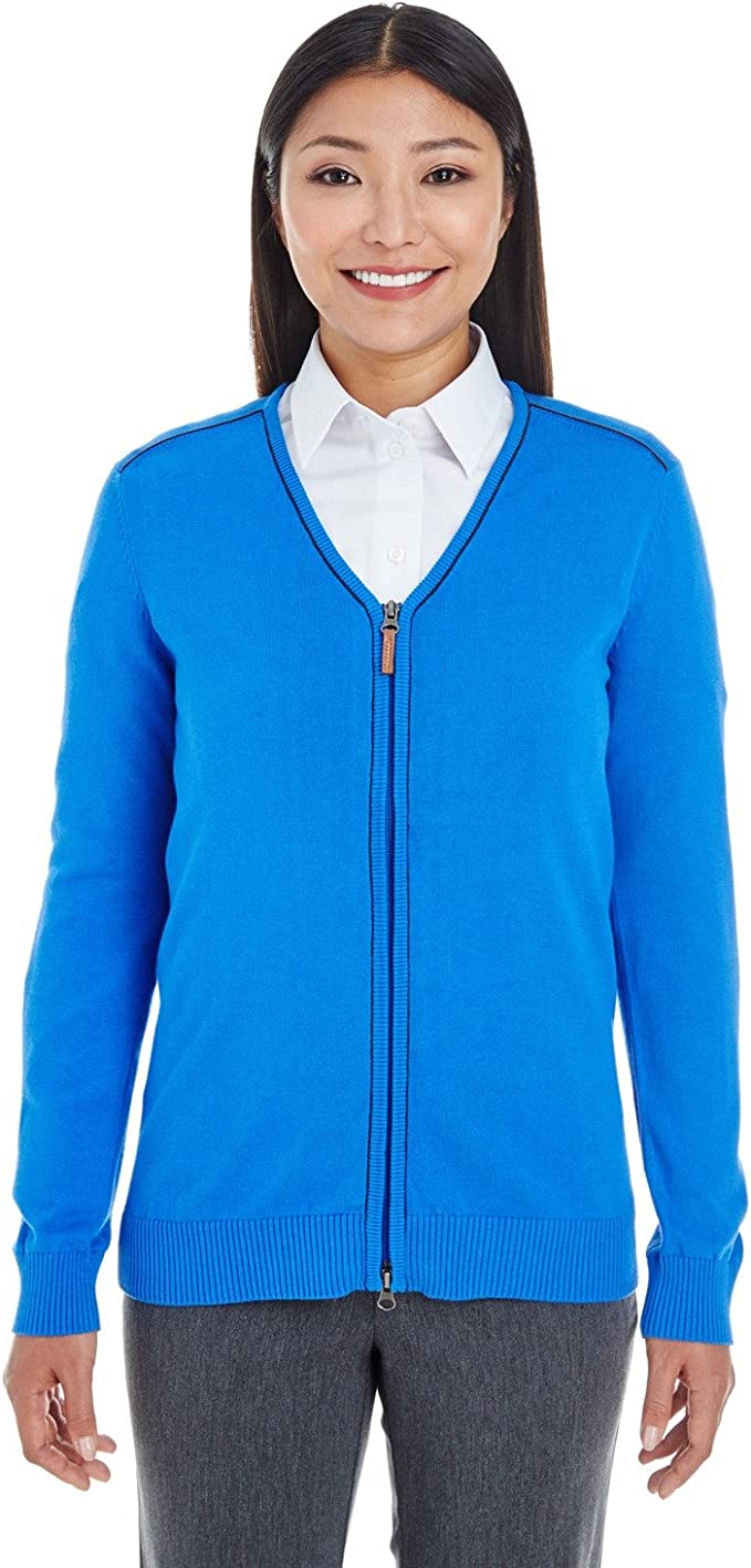 DG478W Devon & Jones Ladies' Manchester Fully-Fashioned Full-Zip  Sweater New