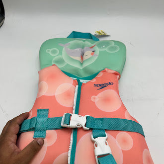 SPEEDO INFANT LIFE VEST - PINK: ZIPPER BUCKLE CLOSURE - 30 LBS - TEAL/ORANGE - Like New