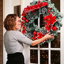 Christmas Wreaths for Front Door Cordless 24 Inch Green Christmas Wreath Lights - Brand New