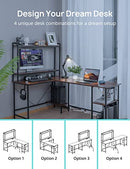 EVAJOY HOME OFFICE DESK 94.5” TWO PERSON L-SHAPED GAMING DESK EJ-HOF004 - BROWN - Like New