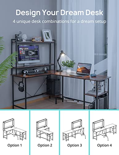 EVAJOY HOME OFFICE DESK 94.5” TWO PERSON L-SHAPED GAMING DESK EJ-HOF004 - BROWN - Like New