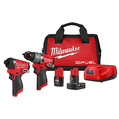 MILWAUKEE M12 FUEL 12-VOLT LITHIUM-ION CORDLESS HAMMER DRILL/IMPACT -RED/BLACK - Like New