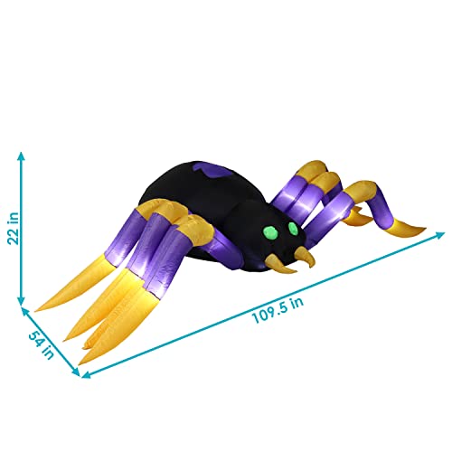 Sunnydaze Terrifying Tarantula Spider Inflatable Halloween 18 LED Lights 109.5" - Like New