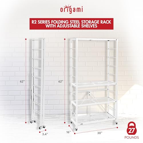ORIGAMI 4 TIER FOLDABLE HEAVY DUTY METAL STEEL ADJUSTABLE GARAGE - WHITE - Like New