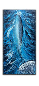 JELRINR Contemporary 3D Abstract Oil Painting On Canvas Blue Whale Abstract Art - Brand New