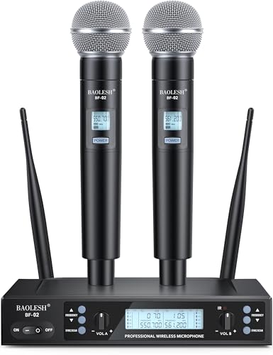 BAOLESH UHF WIRELESS MICROPHONE SYSTEM 2 HANDHELD BAOLESH-BF-02 - BLACK - Like New
