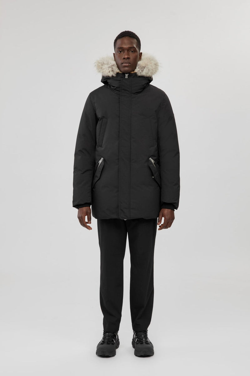MACKAGE MEN EDWARD 2IN1 DOWN PARKA W HOOD BIB/NATURAL FUR - SIZE 48 - BLACK - Brand New