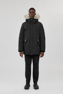 MACKAGE EDWARD-C 2-IN-1 DOWN PARKA, HOODED BIB, NATURAL FUR - SIZE 40 - BLACK - Brand New