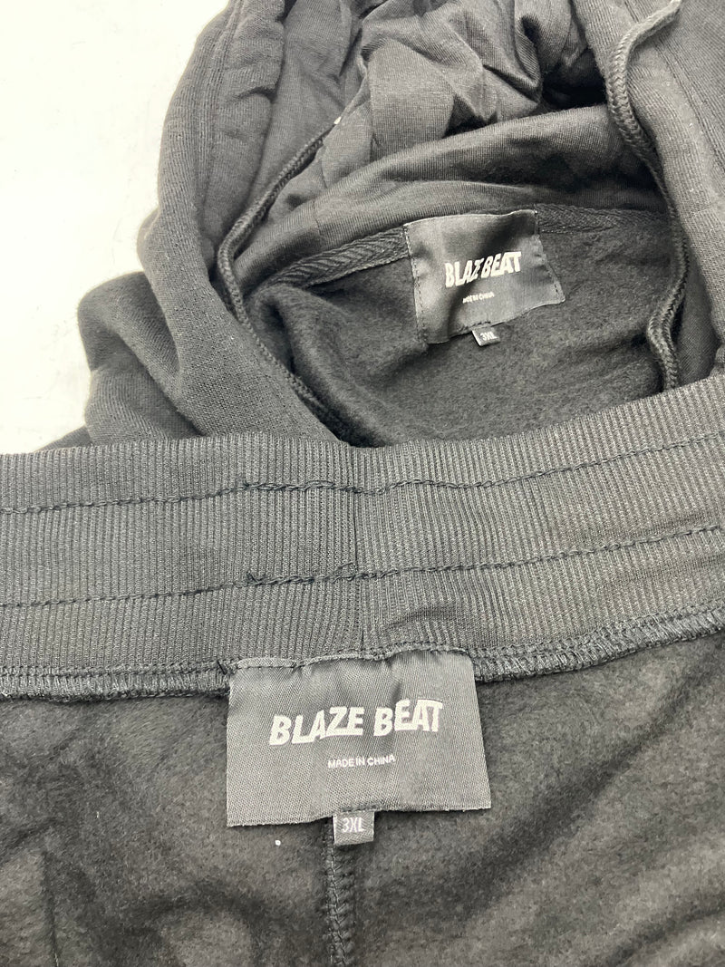 BLAZE BEAT 2 PIECE TRACK OUTFIT, HOODIE & SWEATPANTS - 3XL - BLACK - HR24004 - Brand New