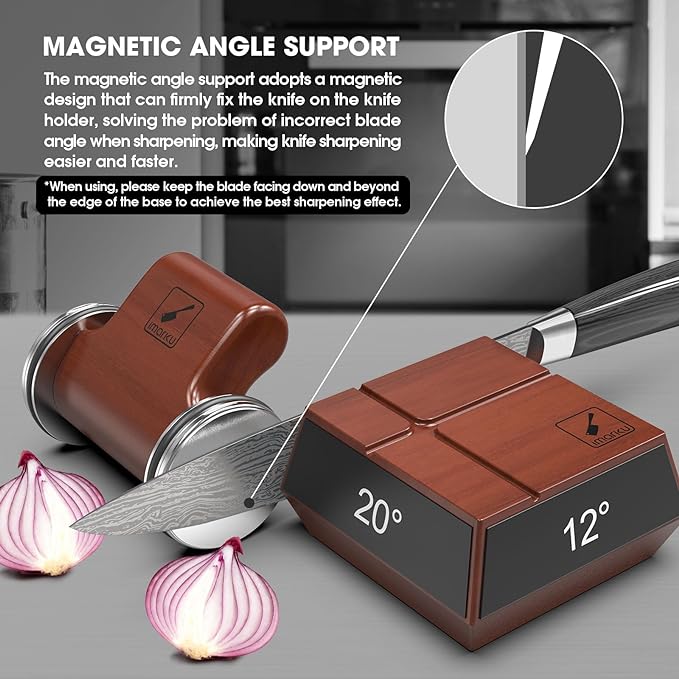 IMARKU Rolling Knife Sharpener Tool 2 Diamond Disc Kit 4 Magnetic - Brown Like New