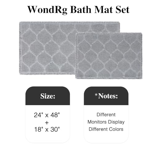 Upgraded Non Slip Bathroom Rugs Sets 2 Piece, Washable Waffle Bath Mats Set - Like New