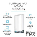 ARRIS SURFBOARD MAX TRI-BAND MESH SYSTEM WC4S AC3800 WI-FI SPEED UP TO 3.8 GBPS - Brand New