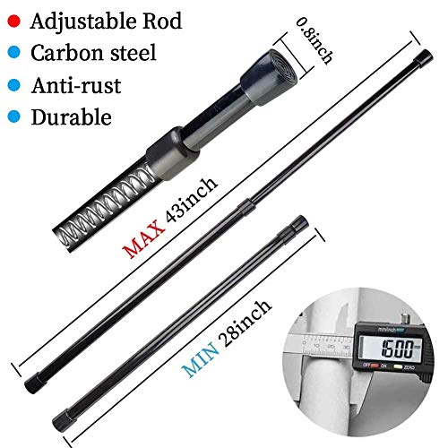 AIJIEGUANG SPRING TENSION CURTAIN RODS 28-43" ADJUSTABLE TENSION - BLACK - Brand New