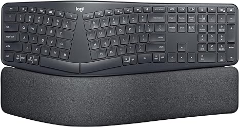 Logitech ERGO K860 Wireless Ergonomic Keyboard Wrist Rest 920-009166 - Black Like New