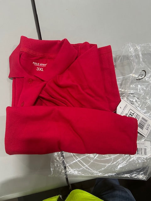 POLO AVENUE 3XL RED SHORT SLEEVE POLO SHIRT - SIZE: MEN 3XL - RED - Brand New