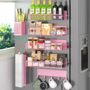 DTUQYX MAGNETIC SPICE RACK REFRIGERATOR 7 PAC 100% METAL MAGNET SHELVES PINK - Like New