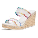 KL153005 KARL LAGERFELD WOMEN'S CARCEL DOUBLE STRAP WEDGE SANDAL SIZE 10 - Like New