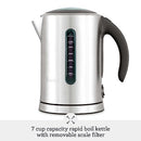 BREVILLE SOFT TOP PURE HOT WATER KETTLE 7 CUP BRUSHED STAINLESS STEEL BKE700BSS - Like New