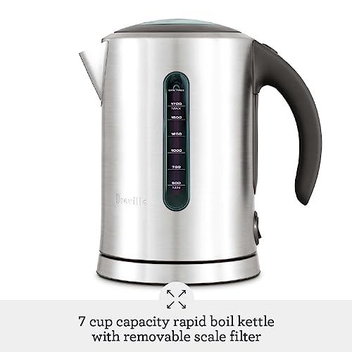 BREVILLE SOFT TOP PURE HOT WATER KETTLE 7 CUP BRUSHED STAINLESS STEEL BKE700BSS - Like New
