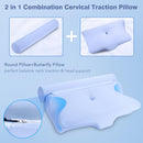 OCUUZIISU 2-in-1 Cervical Neck Pillow, Memory Foam, OC-K03-BLUE - Blue - Like New
