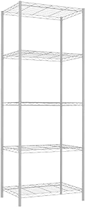 Home Basics 5 Tier Wire Shelving Unit Steel Storage Shelves WS49899 - WHITE - Like New