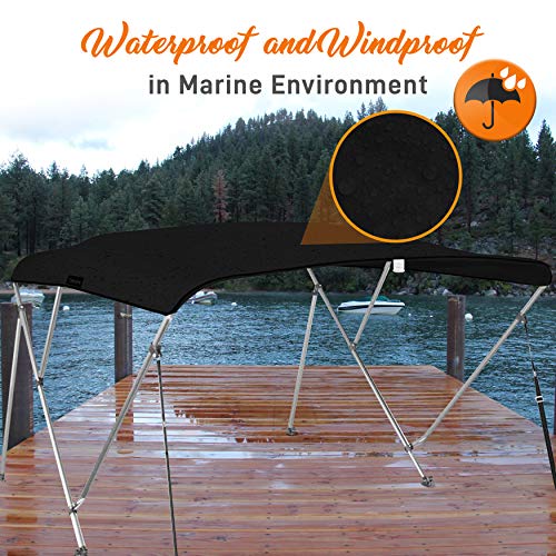 SERENELIFE WATERPROOF BOAT BIMINI TOP COVER 85-90"W 3 BOW BIMINI TOP - Gray - Like New