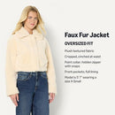 AMAZON ESSENTIALS WOMEN'S OVERSIZED CROPPED FAUX FUR JACKET - SIZE SMALL - CREAM - Like New