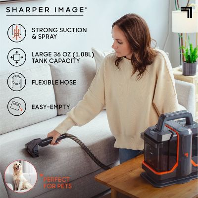 SHARPER IMAGE STAIN CLEANER PORTABLE SPOT VACUUM 16 FT CORD, BLACK - Like New