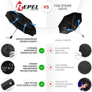 REPEL UMBRELLA WINDPROOF TRAVEL UMBRELLAS FOR RAIN AUTO OPEN CLOSE - BLACK - Like New