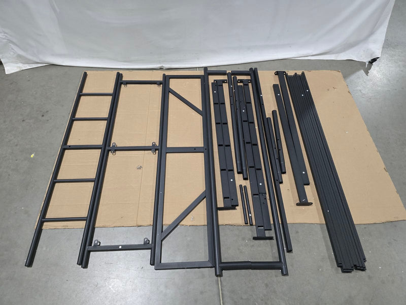 GENERIC METAL BED FRAME FULL SIZE WITH UPHOLSTERED HEADBOARD FOOTBOARD - BLACK - Like New
