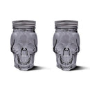 DURA LIVING SET OF 2 SKULL MASON JAR GLASSES WITH LIDS | 16OZ REUSABLE HALLOWEEN - Like New