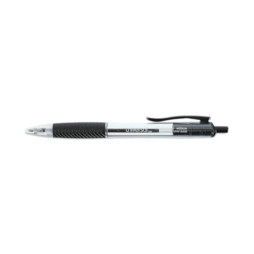 Universal UNV15530 1 mm Comfort Grip Retractable Ballpoint Pens - Medium, Black - Brand New