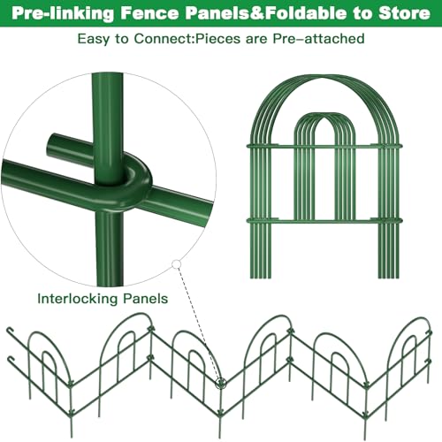 AMAGABELI Garden & Home 35Panels 18in(H)×50ft(L) Decorative Green Fences - Brand New