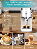 Gevi Espresso Machines 20 Bar with Foaming Milk Frother Wand - Silver - Brand New