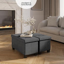 STORAGEBUD Storage Ottoman Bench with Bins, 30-in, Max 660lbs, Fabric, Grey - Brand New