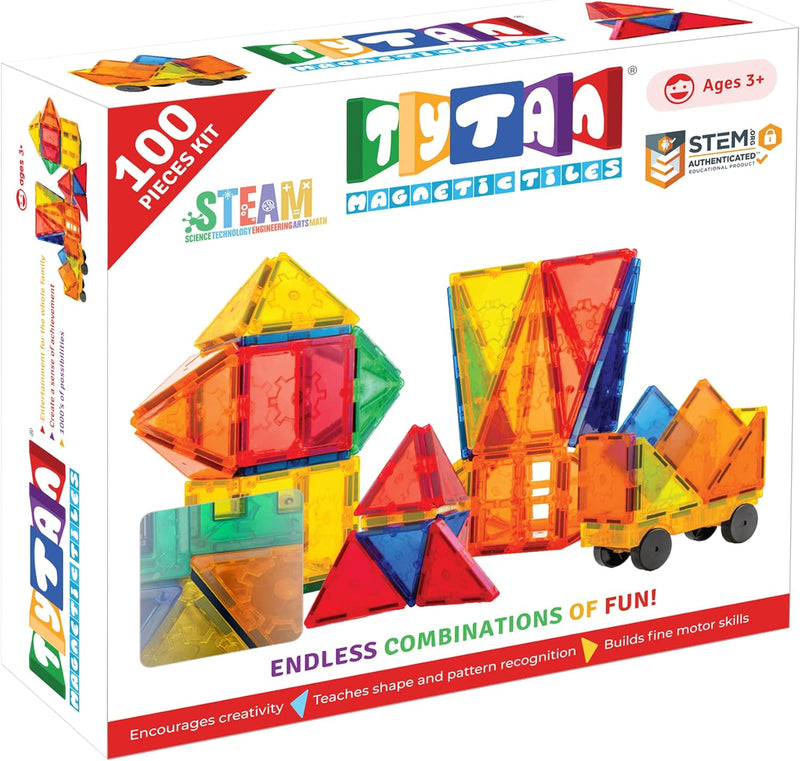 Magtiles Tytan Tiles 100-Piece Magnetic Tiles Building Set, 1000s of Creations ...