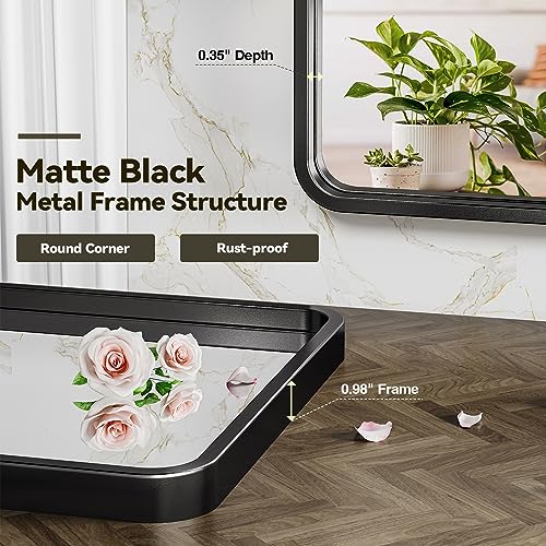 Brightify Black Bathroom Mirror 20" x 28" Rectangular Framed Mirror SY3035-20X28 - Like New