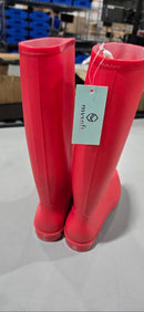 MYSOFT WOMEN'S KNEE HIGH RAIN BOOTS - SIZE: WOMEN 9 - RED - Like New