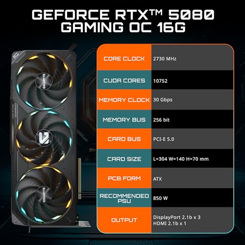 GIGABYTE GEFORCE RTX 5080 GAMING OC 16G GRAPHICS CARD GV-N5080GAMING OC-16GD - Like New